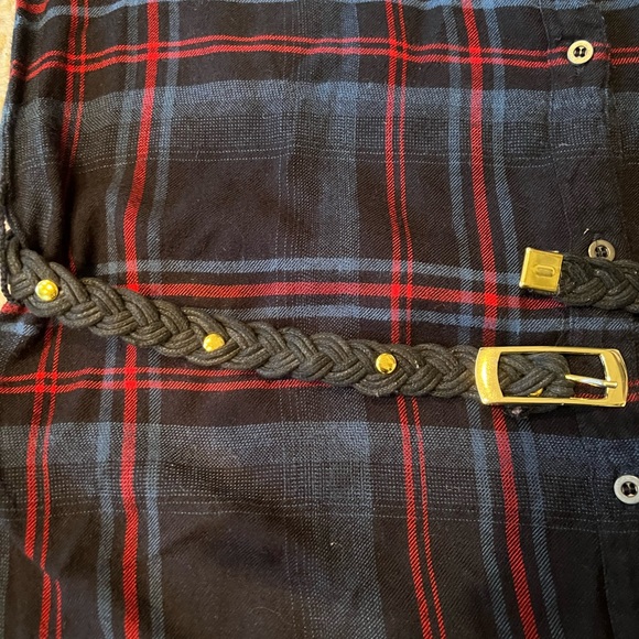 Michael Stars Plaid Shirt Dress with Woven Studded Belt - S - Picture 7 of 10